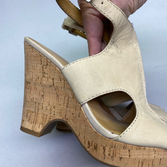 Franco Sarto TAN Leather Platform Sandals, 7.5 Winter Sale - Picture 4 of 11
